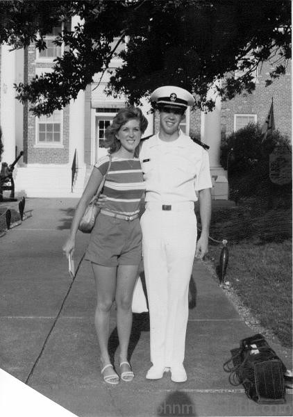 JMC 1983 - 2.JPG - Sister Liz and John outside AOCS battalion August 1983 - she was living in Pensacola at the same time